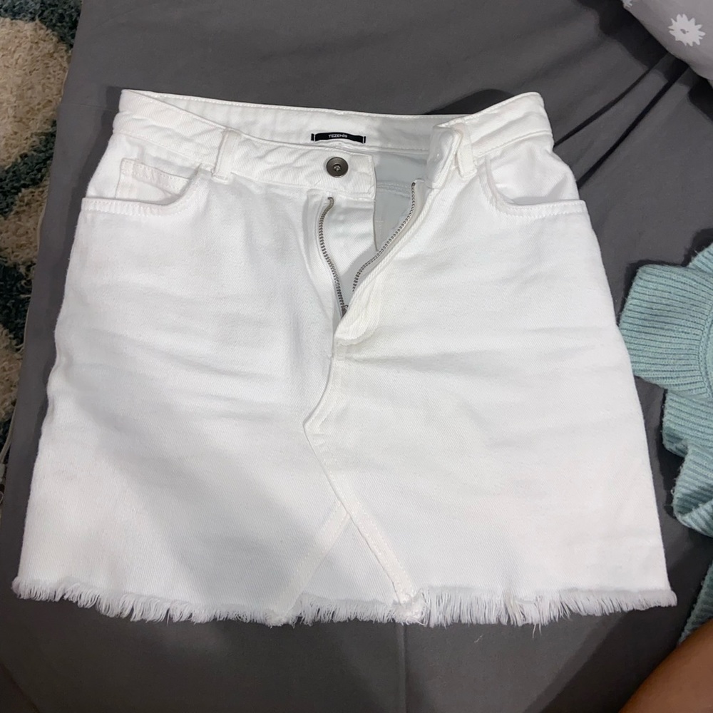 Womens white jean skirt